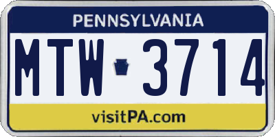 PA license plate MTW3714