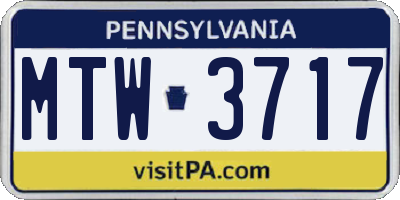 PA license plate MTW3717