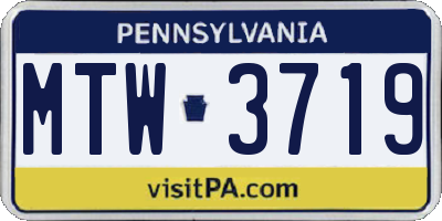 PA license plate MTW3719