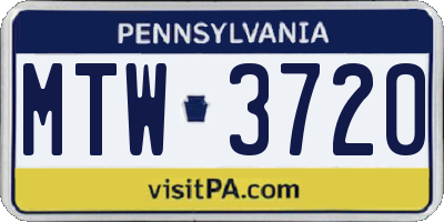 PA license plate MTW3720
