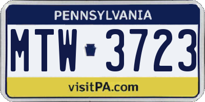 PA license plate MTW3723