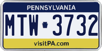 PA license plate MTW3732