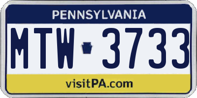 PA license plate MTW3733