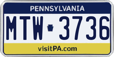 PA license plate MTW3736