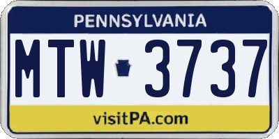 PA license plate MTW3737