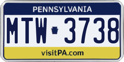 PA license plate MTW3738