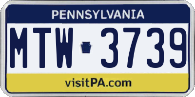 PA license plate MTW3739
