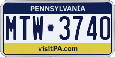 PA license plate MTW3740