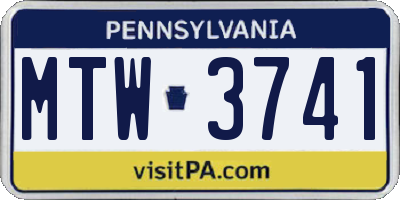 PA license plate MTW3741
