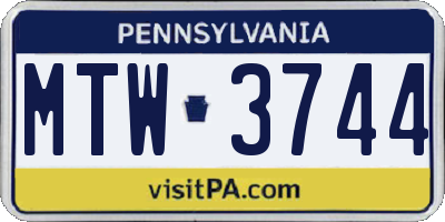 PA license plate MTW3744