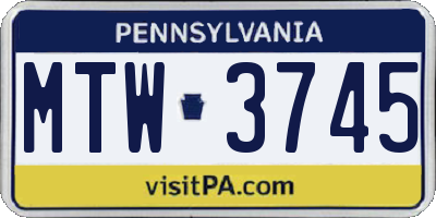 PA license plate MTW3745