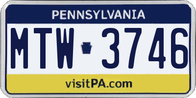 PA license plate MTW3746