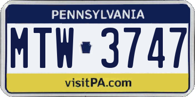 PA license plate MTW3747