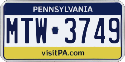 PA license plate MTW3749