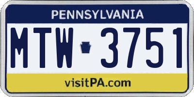 PA license plate MTW3751