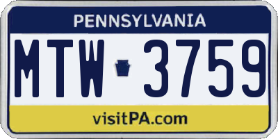 PA license plate MTW3759