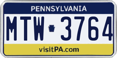 PA license plate MTW3764