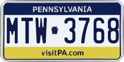 PA license plate MTW3768