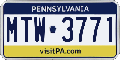 PA license plate MTW3771