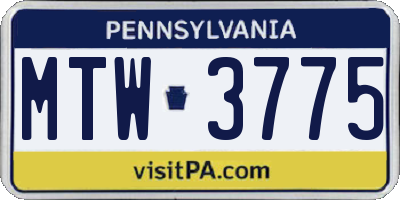 PA license plate MTW3775