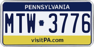 PA license plate MTW3776