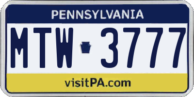 PA license plate MTW3777