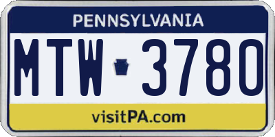 PA license plate MTW3780