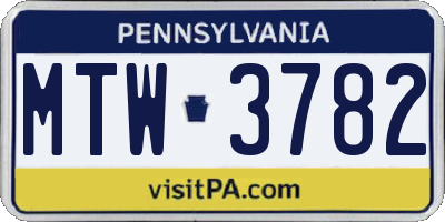 PA license plate MTW3782