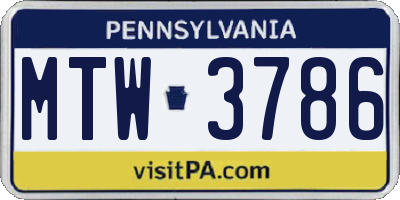 PA license plate MTW3786
