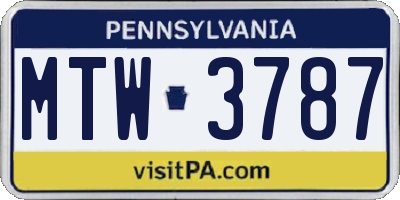 PA license plate MTW3787