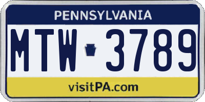 PA license plate MTW3789