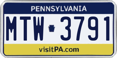 PA license plate MTW3791