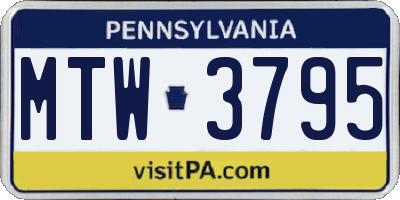 PA license plate MTW3795