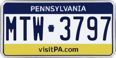 PA license plate MTW3797