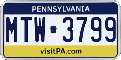 PA license plate MTW3799