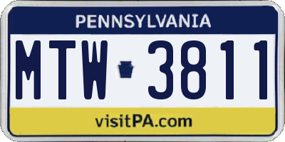 PA license plate MTW3811