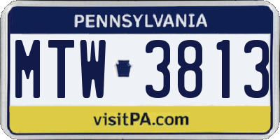 PA license plate MTW3813
