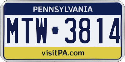 PA license plate MTW3814