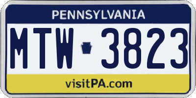 PA license plate MTW3823