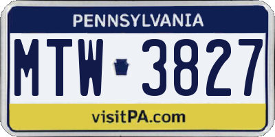 PA license plate MTW3827