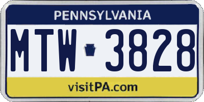 PA license plate MTW3828