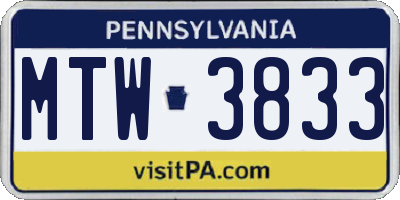 PA license plate MTW3833