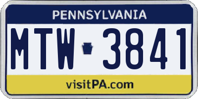 PA license plate MTW3841
