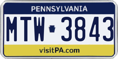 PA license plate MTW3843