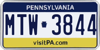 PA license plate MTW3844