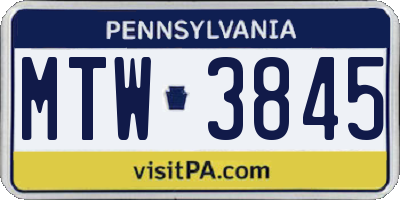 PA license plate MTW3845