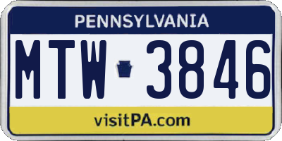 PA license plate MTW3846