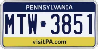 PA license plate MTW3851