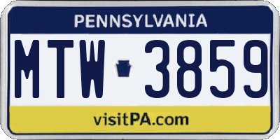 PA license plate MTW3859