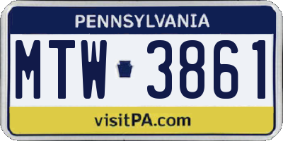 PA license plate MTW3861